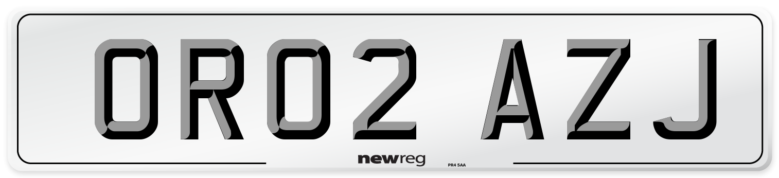 OR02 AZJ Number Plate from New Reg